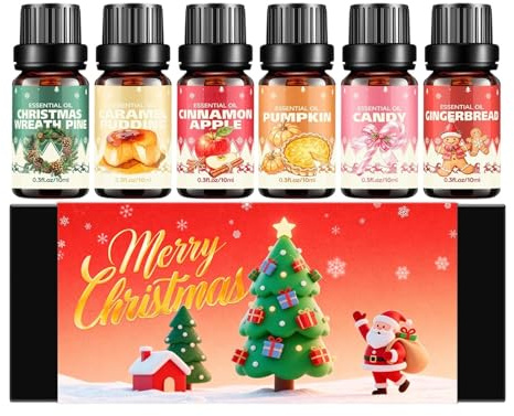 Duftspender für Diffuser - Weihnachts-Set 6x10ml, Weihnachtsduft, Aromatherapie ätherische Öle mit beruhigender Formel | Beruhigende Mischung für Körpermassage, Zuhause, Dampf