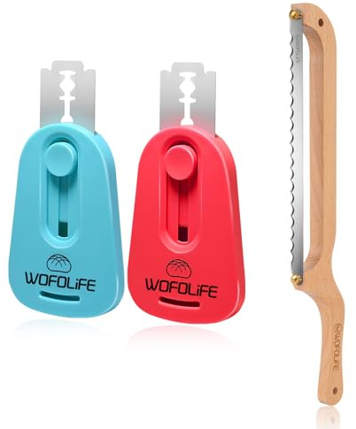 Bäckermesser 2er Set, Teigmesser Brot Backen Zubehör, Magnetisches Teigschneider Brotmesser Klein Brotklinge Langlebig und Leicht zu Reinigen zum Sauerteigbrotbacken mit Brotsäge