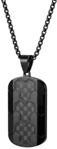 Karma NH11504168 Halskette mit Anhänger Schwarz Herren Edelstahl 60 cm Kette Herrenschmuck Männer Herrenhalskette modern Geschenk für Ihn wasserfest hypoallergen Edelstahlkette (Schwarz)