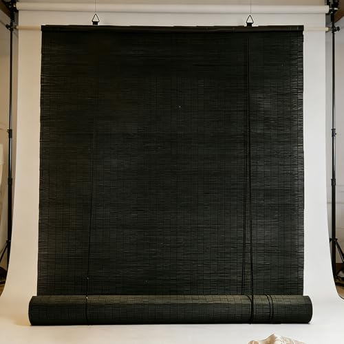 Bambus Raffrollo 65 x 105 cm Blickdicht, Atmungsaktiv, Lichtfilter Rollo Bambus Jalousie Outdoor für Terrasse Garten Balkon, C