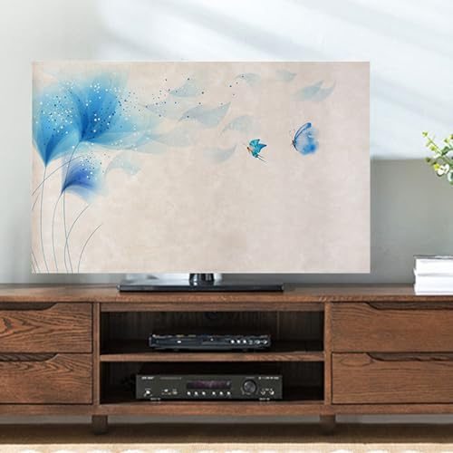 YTBHSHXZ tv cover， Wall Mounted LCD LED 55 Inch 50 Curved 65 Landscape Printed TV Cover Waterproof And Soft Fabric(B,24in(59x35cm))
