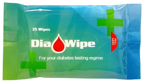 Dia-Wipe Diabetes Finger Testing Wipes – 10 Packs of 25 Wipes – Alcohol-Free, Fragrance-Free, Gentle for Accurate Blood Glucose Testing, Travel-Friendly & Hypoallergenic