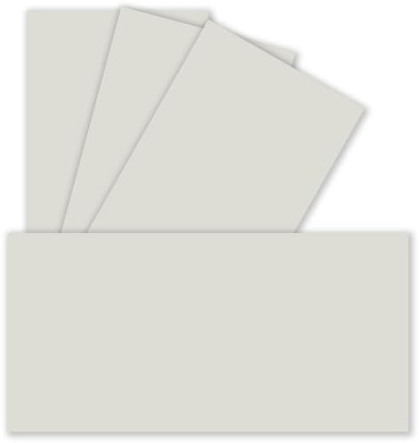 100 Einzel-Karten DIN Lang - 9,9 x 21 cm - 240 g/m² - Hellgrau - Bastelpapier - Tonkarton - Ideal zum bedrucken für Grußkarten und Einladungen