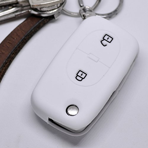 Soft Case Schutz Hülle Auto Schlüssel 2 Tasten für Audi A2 A3 A4 A6 S4 TT S6 bis 2007 / Farbe Weiß
