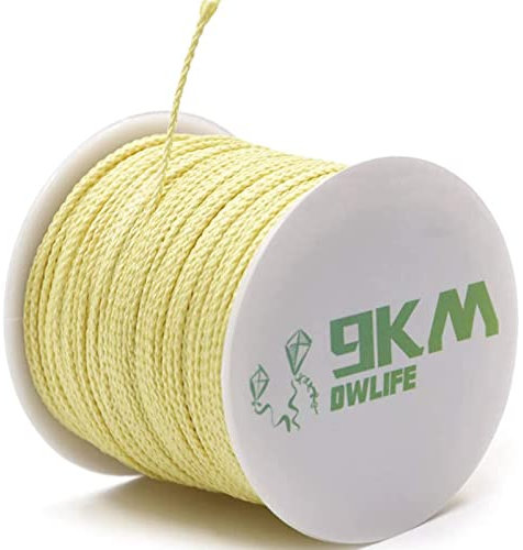 9KM DWLIFE Gelbe Kevlar-geflochtene Schnur, 100 ~ 907 kg hohe Festigkeit, ultraleicht, abriebfest, schwer entflammbar, Drachen, Angeln, Modell Raketenstoß, Hängemattenplane, taktisches Überleben