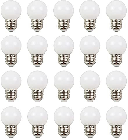ZFQ 2W E27 G45 LED Lampe Leuchtmittel, E27 LED Glühbirne, 200 Lumens, Kaltweiss, Wasserdichte Lichterkette für Innen und Außen Bereich Urlaub Party Dekoration, AC 220-240V, 20 Stück