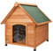 Cuccia in Legno da Esterno per Cane con Tetto Spiovente e Tenda Termica Misura Large/XLarge 91x123x106h cm
