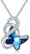 AOBOCO Sterling Silber Schmetterlinge Kette Damen, Schmetterling Schmuck Geschenke für Frauen Mädchen Mama Freundin (Blau)