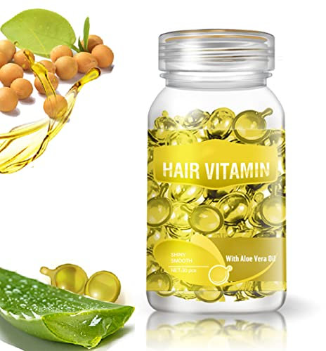 gowwimHair Vitamin Serum Capsule,Hair Treatment Serum,Argan Macadamia Avocado Oil,Deep Care Repair Damaged Hair,30 PCS (30pc, Jaune)