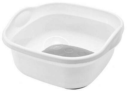 Galleries Plastic Soft Touch Washing Up Bowl Base Non-Slip Feet 8.5L with Handles (White/Metallic)
