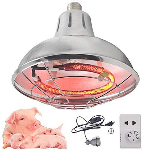 Lampe Chauffante Poussin 220V/400W, Lampe Infrarouge Chauffante avec Thermostat pour Ferme Élevage, Lampe Chauffante Multifonctionnelle pour Animaux