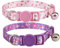YUDOTE Katzenhalsbänder 2er-Pack, bunt Bedruckt Basic Starke Mädchen Katzenhalsband Schnellverschluss mit Abnehmbarer Glocke, rosa lila
