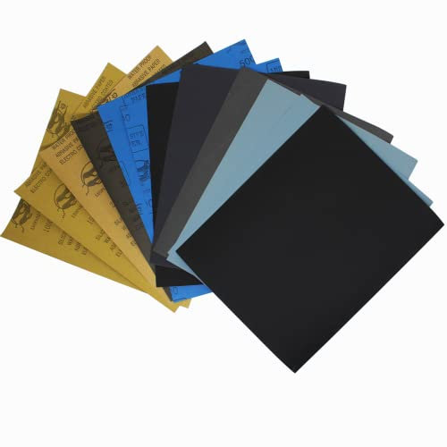 10 hojas Papel de Lija 400 800 1200 2000 3000 Grit Surtido Papel de Lija Seco/al Agua (9x11 pulgadas)-FEIHU