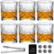 Whiskey Glasses 300ml Set of 6 Clear Whisky Tumblers Vintage Whiskey Glass Cups Lead Free Drinking Glasses for Scotch Bourbon Brandy Rum Cocktail Drinkware Glassware Barware Home Bar Party
