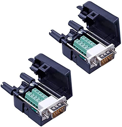 PENGLIN 2PCS DB9 Lötfreier RS232 D-SUB Serielle bis 9-polige Anschlussklemme Stecker Adapter Steckverbinder Breakout Board mit Gehäuse Lange Schrauben Endrohr (2PCS Stecker)