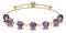 JSDDE Natural Amethyst Crystals Bracelet 14K Gold Reiki Healing Crystal Gemstone Adjustable Link Bracelets for Women Girls Gift