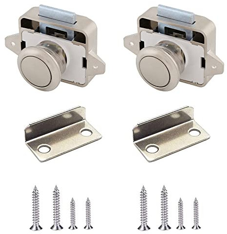 2 Stücke Push Button Lock, Cabinet Lock Catch, Druckknopfverriegelung für Tür, Schrank, Wohnmobil, Yacht, Schiff (Perlnickel)