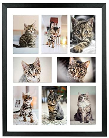 LTYHHK Collage-Bilderrahmen, 10,2 x 15,2 cm, 8 Öffnungen, 8 Öffnungen, 10,2 x 15,2 cm mit Passepartout oder 40,6 x 50,8 cm ohne Passepartout, Collage-Bilderrahmen, schwarzer Familien-Bilderrahmen