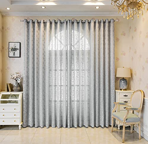 M&W DAS DESIGN Gardinenschal Blumen Kirschblüte Stickerei halbtransparent Vorhang Stoff Ösenschal Voile Gardinen Ösenvorhang Jacquard Stores