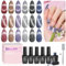Beetles UV Cat Eye Gel Nagellack - 6 Farben Holografisches Laser Katzenaugen Gel Nagellack Set Rot Marineblau Lila Glitzernd LED Nagellampe Maniküre Sets für Anfänger Nail Art Maniküre