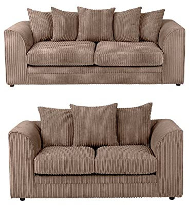 Luxury Life Dylan Jumbo Cord Fabric Sofa Set (Coffee, 3 Plus 2 Set)