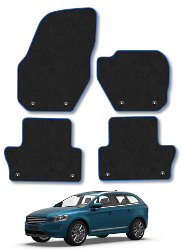 Volvo XC60 (2008-2017) Carpet Car Mats | Blue Edge Trim Tailored Fit Floor Mats Full Coverage Protection Accessories Easy Clean Anti Slip Made in the UK