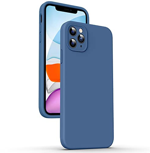 Supdeal Liquid Silikon Hülle für iPhone 11 Pro Max, [Flacher Kante Design] [Kameraschutz] [Anti Fingerabdruck] 4 Schicht Schützen Kratzfest Sturzsicher Flüssige Silikon Handyhülle, 6,5, Blau
