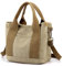 zhongningyifeng Damen Handtasche aus Segeltuch, Multi-Pockets Schultertasche mit Reißverschluss, für Reisen, Arbeit, Alltag (khaki, S)