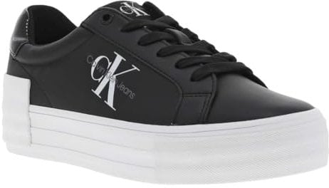 Calvin Klein Jeans Damen Plateau Sneaker Bold Vulcanized Flatform Low Lace Leder, Mehrfarbig (Black/Bright White), 37 EU
