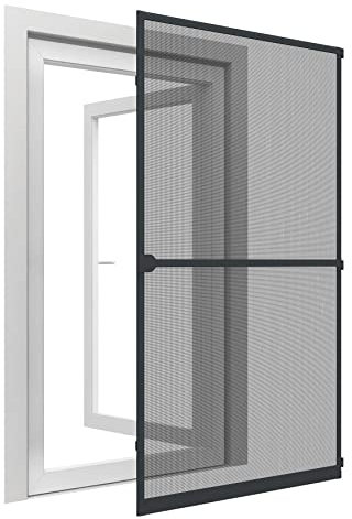 Mosquitera para Puerta con Marco de Aluminio 100 x 215 cm | Antracita Puerta Mosquitera Balconera Mosquitera de Tejido de Fibra de Vidrio para Terraza | Protección Contra Insectos con Kit Automontaje