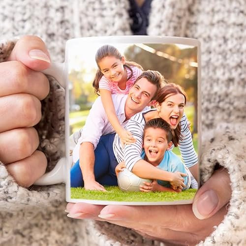 Taza personalizada con fotos y texto, para regalo original, café, té, cerámica (Blanca)
