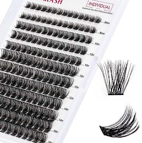 FADLASH Individual Cluster Lashes Extensions 168Pcs 40D 0.07 D Curl 8-16mm Mixed Trays Individual Eyelashes DIY Multiple Shapes Eyelash Extensions Customize Your Look at Home for Beginners