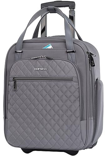 EMPSIGN Carry On Cabin Suitcase easyJet Underseat Approved Maximum Size Hand Luggage Case 2 Wheels Lightweight Bag 40x33.5x19cm, Dark Grey