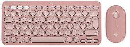 Logitech Pebble Keys 2 K380s, Teclado Bluetooth multidispositivo Pebble Mouse 2 M350s, estilizado ratón inalámbrico Bluetooth - Rosa
