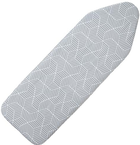 Seiritex Extra Wide Ironing Board Cover and Pad 18 x 54 inch Heat Reflective with Hook and Loop Fasteners, Thick Padding with Elasticized Edges, 3 Layers Iron Board Cover (Gray Cube)