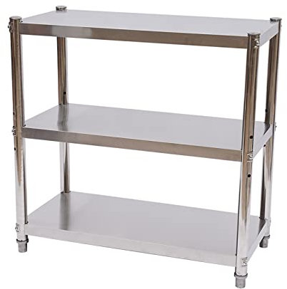 wanwanper Schwerlastregal, 3-stufiges Regal aus Edelstahl, Lagerregal Werkstattregal Kellerregal Garagenregal Metallregal, für Speisekammern, Restaurants, Küchen, 50 kg Tragkraft, 80x80x40 cm