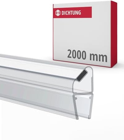 Gedotec Joint à lèvre magnétique pour portes de douche - 1 paire de joints profilés d'étanchéité 90° - Longueur : 2 m - Joint de douche de 6 mm à 8 mm - En PVC transparent - Pour cabine de douche
