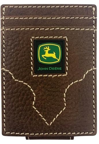 John Deere Robuste, magnetische Geldklammer aus echtem Leder, Braun, Normal