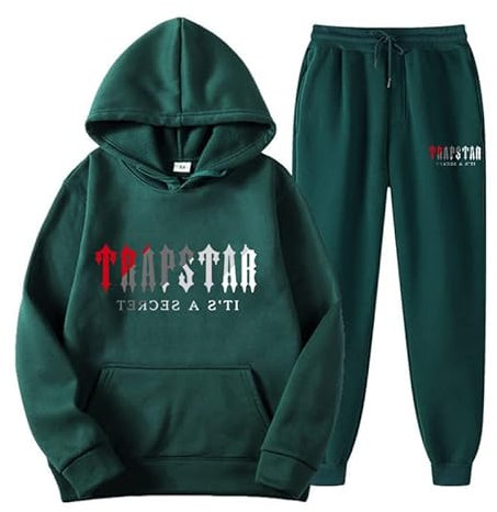 2 Teiler Herren Gemütlich Langärmlige 2 Teiler mit Kapuze Moderne Dünne Christma 2 Teiler Herren Leichtes Ski Swing Solid Kordelzug Dunkelgrün