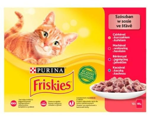 Purina Katzenfutter Friskies Mix Huhn Rindfleisch Lamm Ente 12 x 85 g