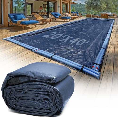 Copertura per piscina interrata, 6 m x 10 m, copertura invernale per piscine interrate, materiale extra spesso e design durevole, resistente al freddo e ai raggi UV, facile installazione, blu navy