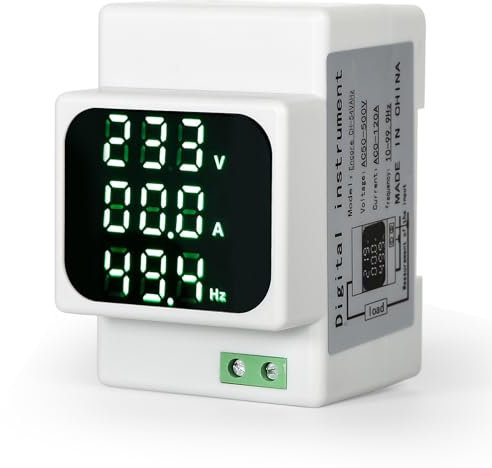 Jadeshay Voltmetro Amperometro, Display Digitale AC Amperometro Digitale Misuratore di Frequenza Voltmetro AC50-500V Guida Din Casa Misuratore Multifunzione
