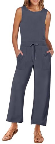 Vasreyy Damen Jumpsuit Overall Strampler Mädchen Sommer Regen Mit Schuhe Latzhose Rot Leinen Set Festliche Hosenanzüge Für Hochzeit(3XL,Dunkelblau)