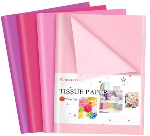 NACHLYNN Lot de 54 feuilles de papier de soie pour cadeau de Saint-Valentin, anniversaire, bricolage, vacances, artisanat, cadeaux, fête, fête prénatale - Rose - 35,6 x 50,8 cm