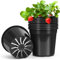 DUNPUTE Lot de 10 pots de 7 litres pour plantes, pots de pépinière en plastique avec trous de drainage, pots de semis pour pépinière, fleurs, plantes succulentes, extérieur et intérieur (noir, 7,6