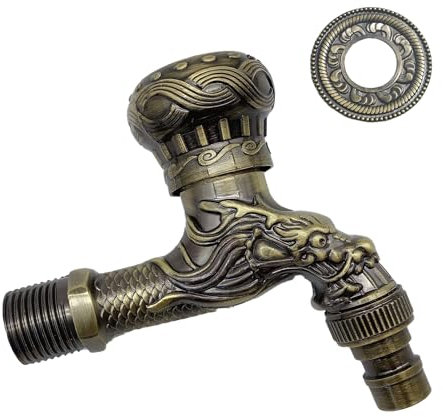 1 Stücke Vintage Wasserhahn, Antik Messing Wasserhahn, Garten Wasserhahn im Antik-Stil, Drachengeschnitzter Wasserhahn Wasserhahn Antik für Zu Hause Küche Bad Outdoor Garten (Bronze)