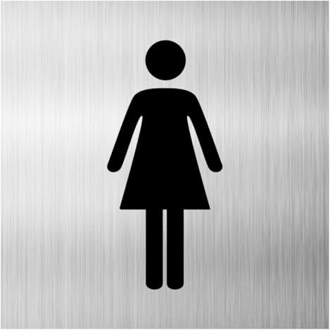 WC Schild Toilette mit Klebepad Piktogramm Toilettenschild Gäste Klo Dibond/Alu 3 mm 12cm x 12cm (Damen)