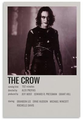 Filmposter The Crow für Zimmer, ästhetisches Vintage-Leinwandposter, Wandkunst, Dekoration, Wohnzimmer, Schlafzimmer, Dekoration, Poster, 20 x 30 cm, ungerahmter Stil