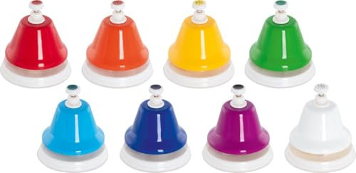 goki 61855 Glocken II für Kinder, Musikalisches Spielzeug, Fördert musikalisches Talent und Früherziehung, Metall und Kunststoff, Bunte Farben, 8er Set, ab 3 Jahre