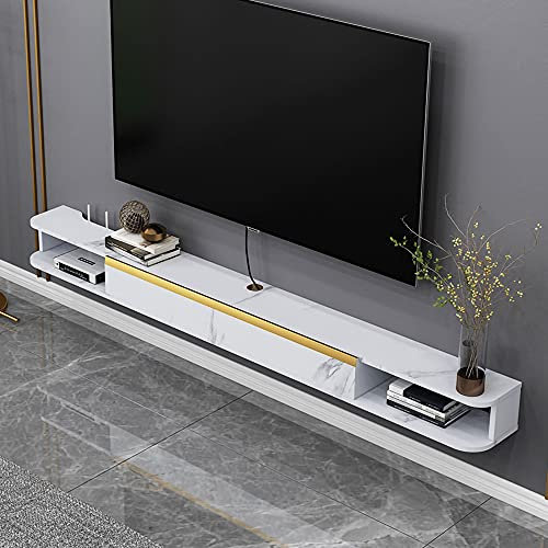 CuNtoHHH Floating TV Stand, TV Shelf Wall Mount Solid Wood, for Storage DVD Player Blu-Ray Player Satellite TV Box Cable Decoder Game Console / A/140 cm